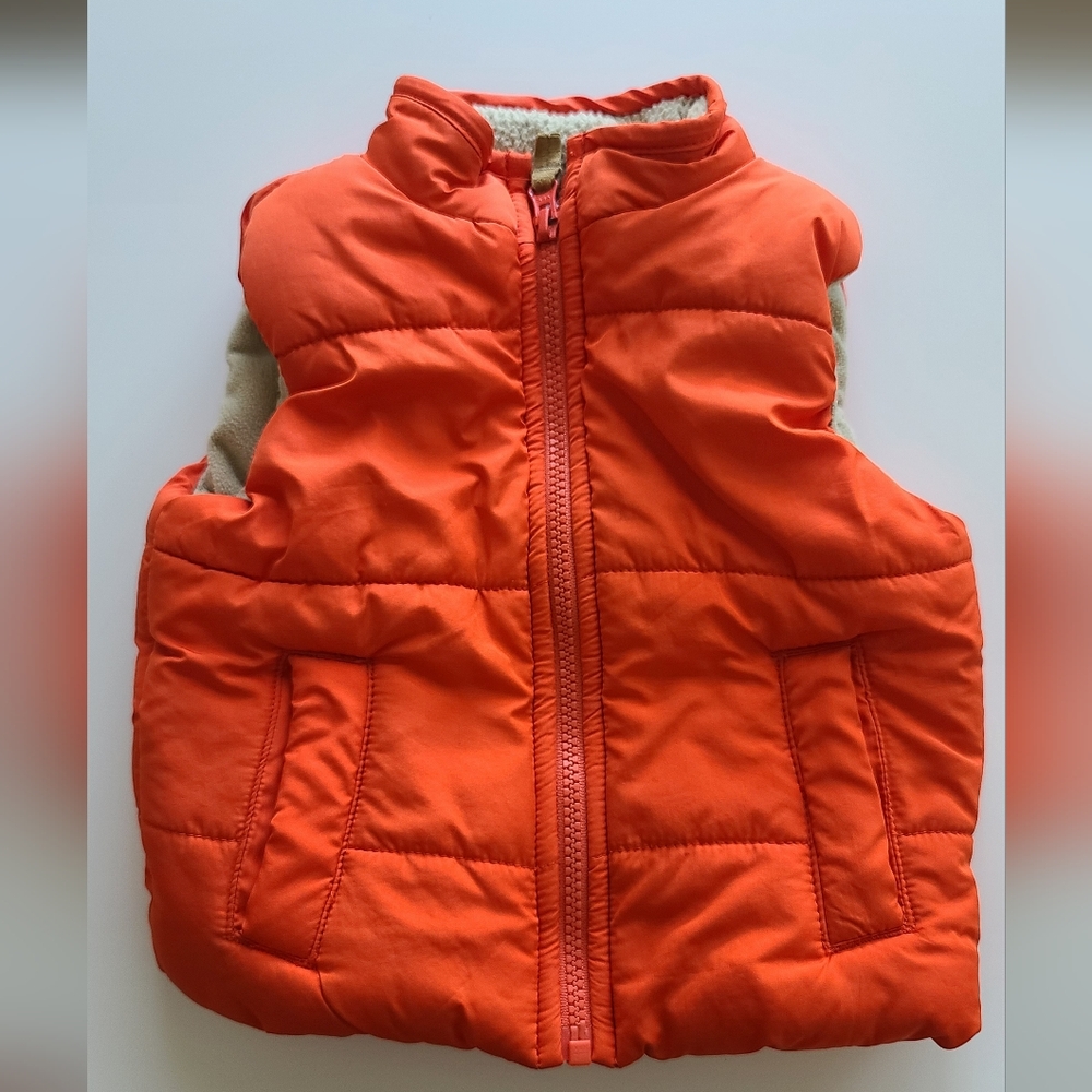 Carter's orange puff vest With Fleece Lining size 18M